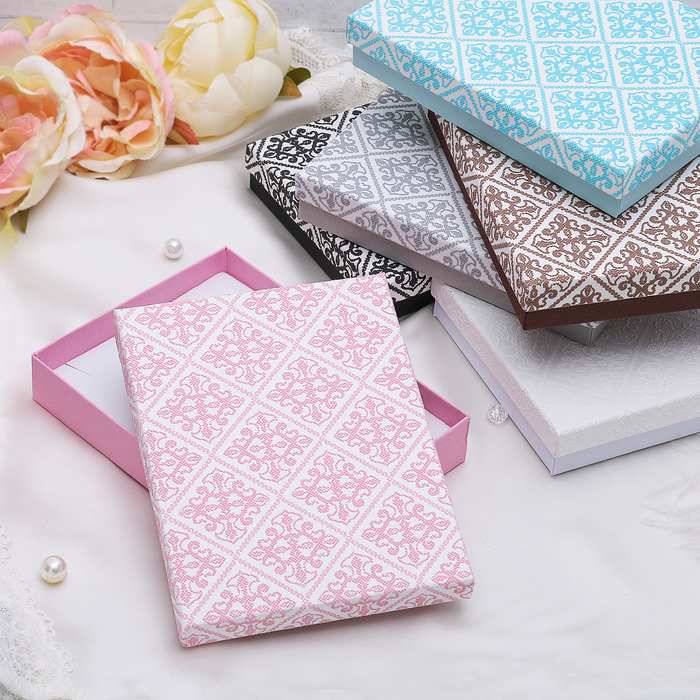 Коробочка подарочная под набор "Узоры графские", 12*16, цвет МИКС, вставка белая