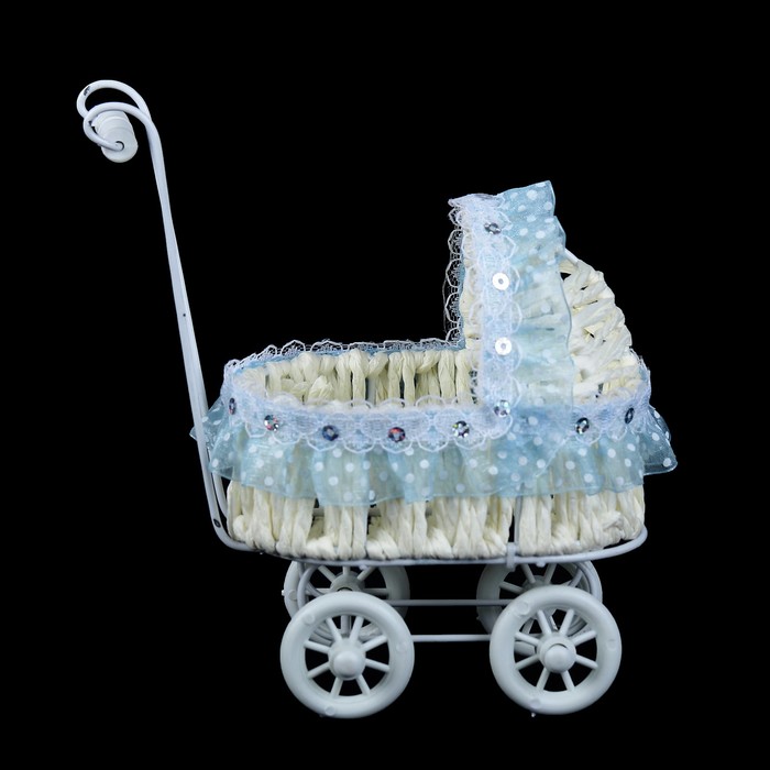 Корзина декоративная "Коляска с рюшами" МИКС 15,5х14х7,5 см
