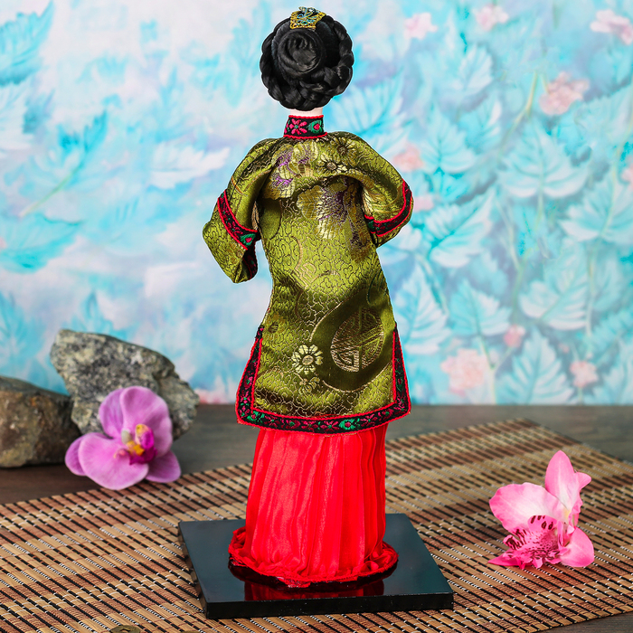 Кукла коллекционная "Китаянка в национальном платье с веером" 28х12,5х12,5 см