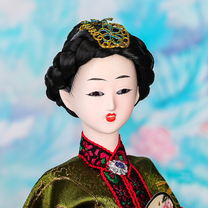 Кукла коллекционная "Китаянка в национальном платье с веером" 28х12,5х12,5 см