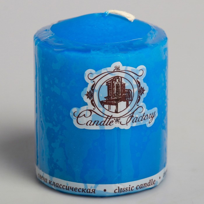Свеча колонна, 6х8см, синяя