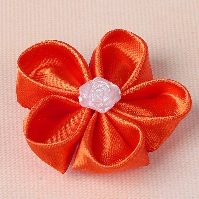 Бант свадебный для декора «Канзаши» D-4-4,5 см 4 шт, цвет оранжевый