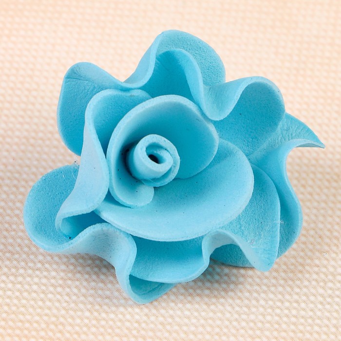 Цветок свадебный из фоамирана ручная работа D-3,5 см 10 шт ажурный край, цвет голубой