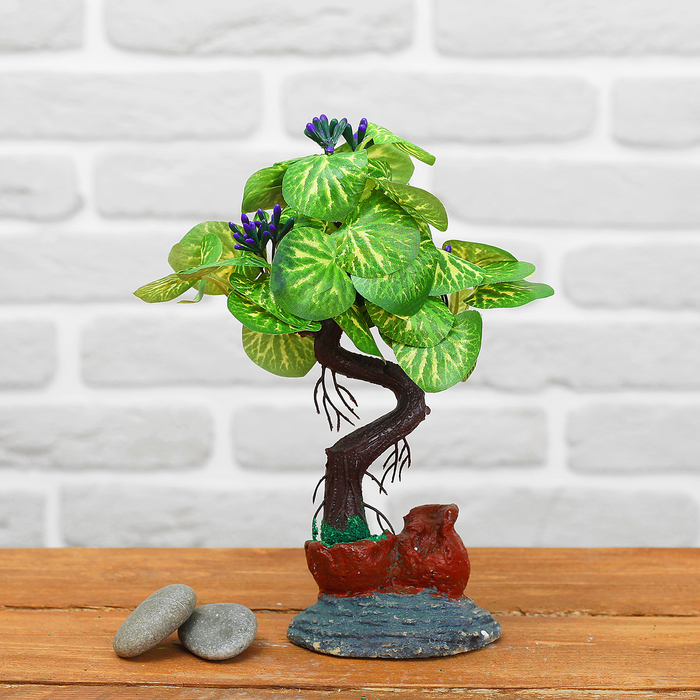 Бонсай с листочками и тычинками 10*21 см микс