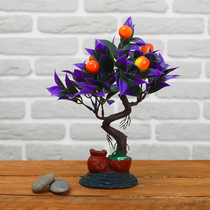 Бонсай с ягодами в каменной клумбе 10*22 см микс
