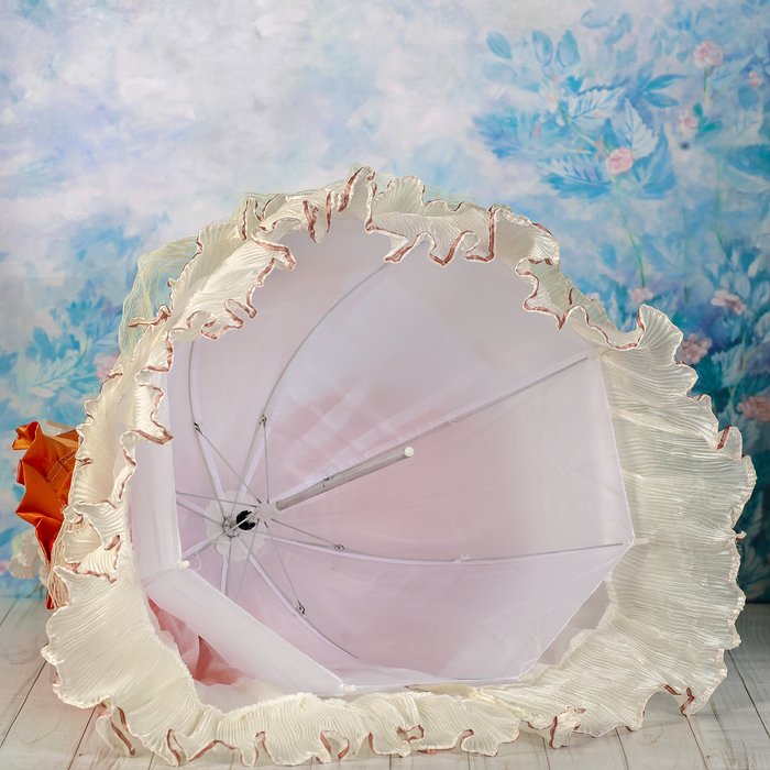 Кукла зонтик коллекционная керамика "Селена в розово-персиковом платье" 55 см