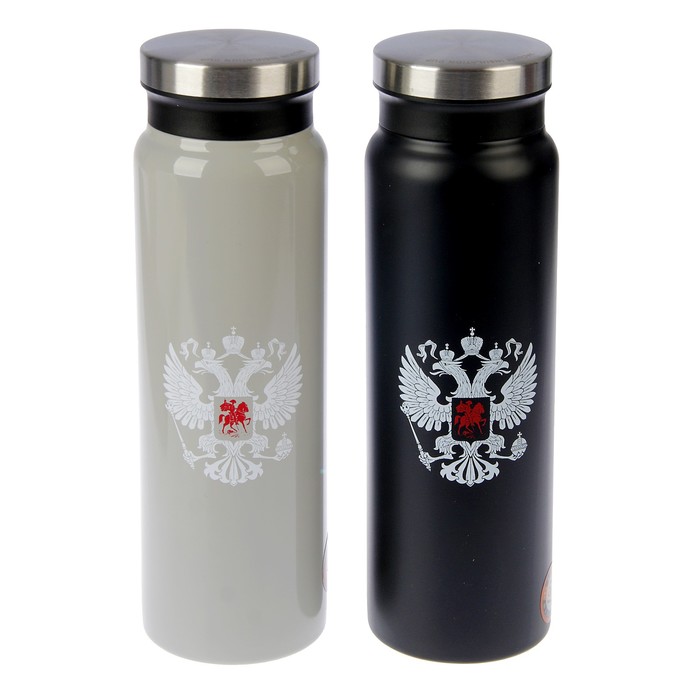 Термос 700 мл «Герб России», бутылка, 304 нерж сталь, 12 ч, микс, 7.5х25 см