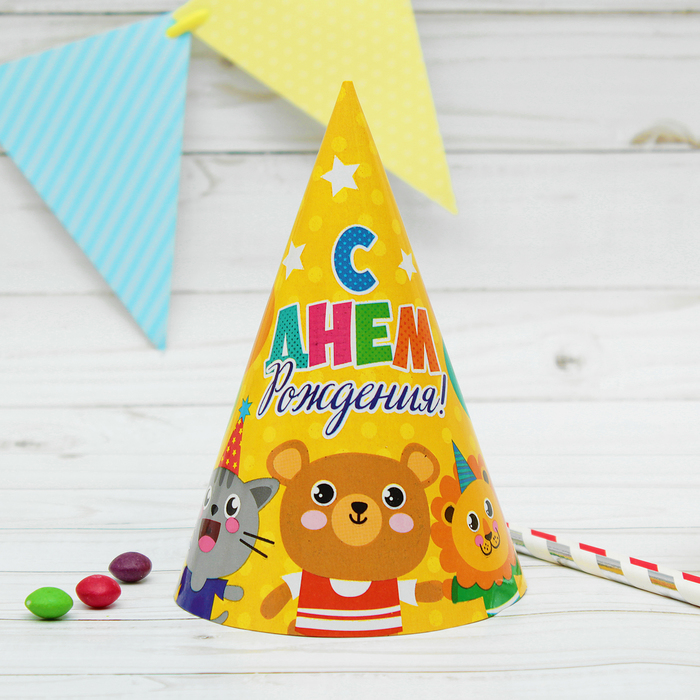 Бумажный колпак &quot;Зверята&quot; , 16см