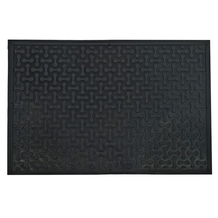 Коврик придверный, резиновый "Косточка", цвет чёрный