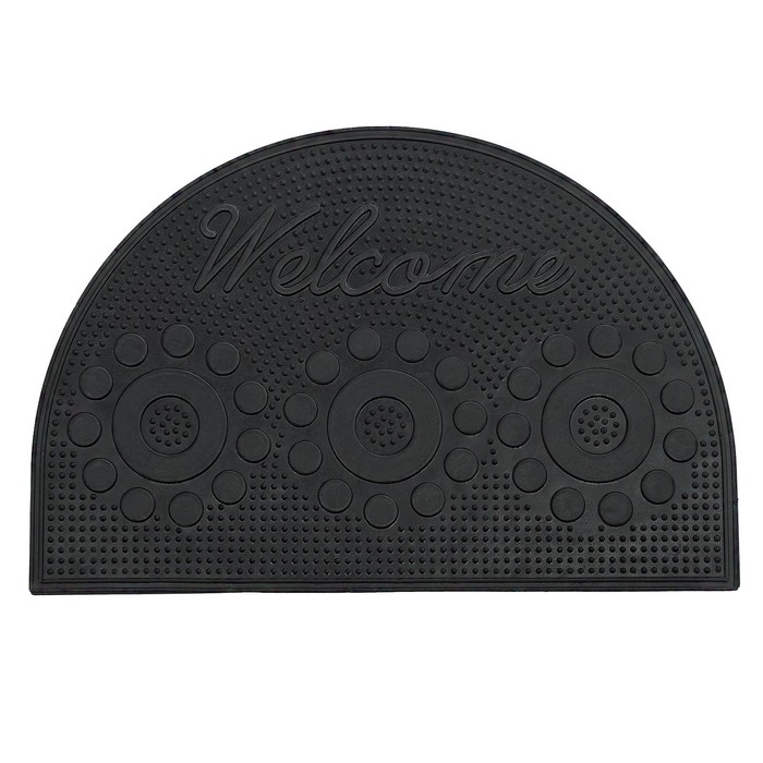 Коврик придверный, резиновый "Ромашка полукруг", цвет чёрный