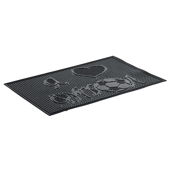 Коврик придверный, резиновый "Футбол!", цвет чёрный