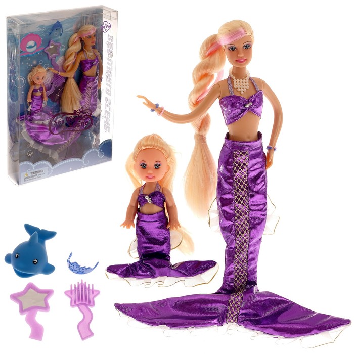 Кукла "Русалочка" с куклой-малышкой, меняет цвет волос, МИКС