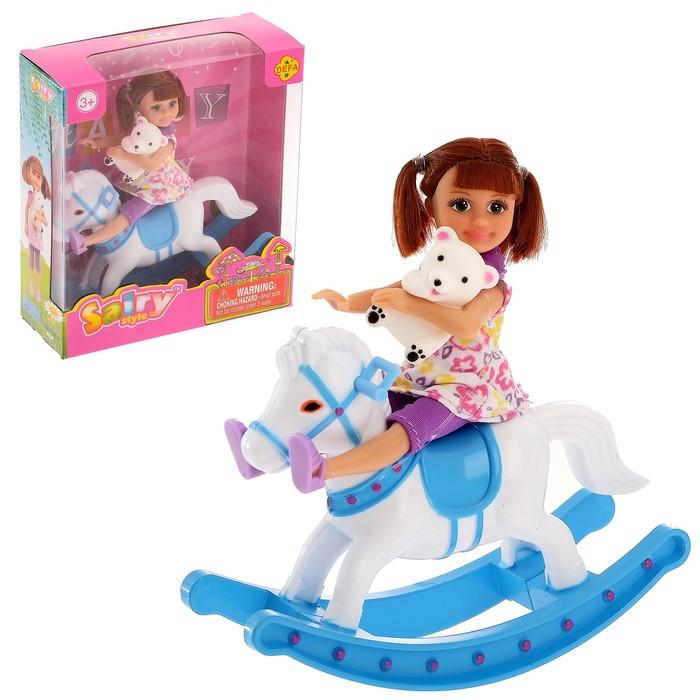Кукла-малышка "Алина на лошадке" с игрушкой, МИКС