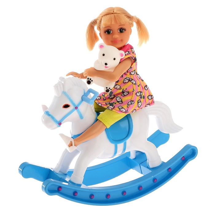 Кукла-малышка "Алина на лошадке" с игрушкой, МИКС