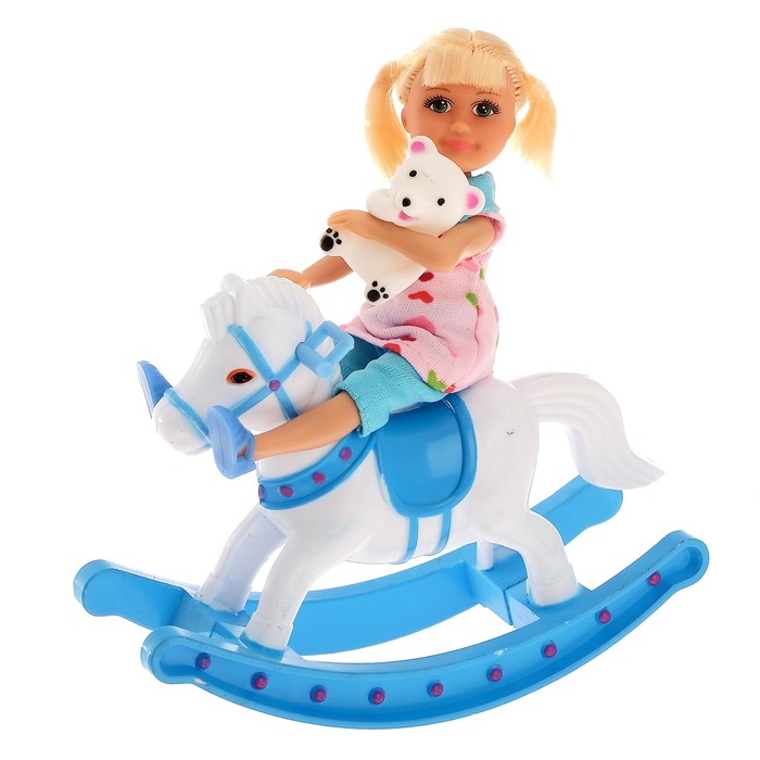 Кукла-малышка "Алина на лошадке" с игрушкой, МИКС