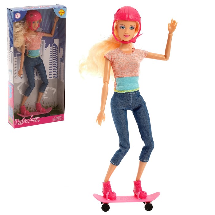 Кукла модель шарнирная "Скейтбордистка", МИКС