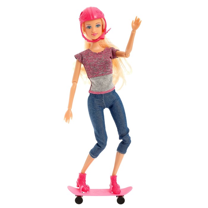 Кукла модель шарнирная "Скейтбордистка", МИКС