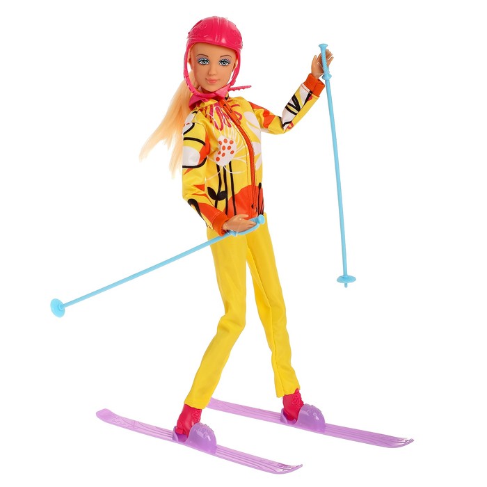 Кукла модель "София" на лыжах, с аксессуарами, МИКС