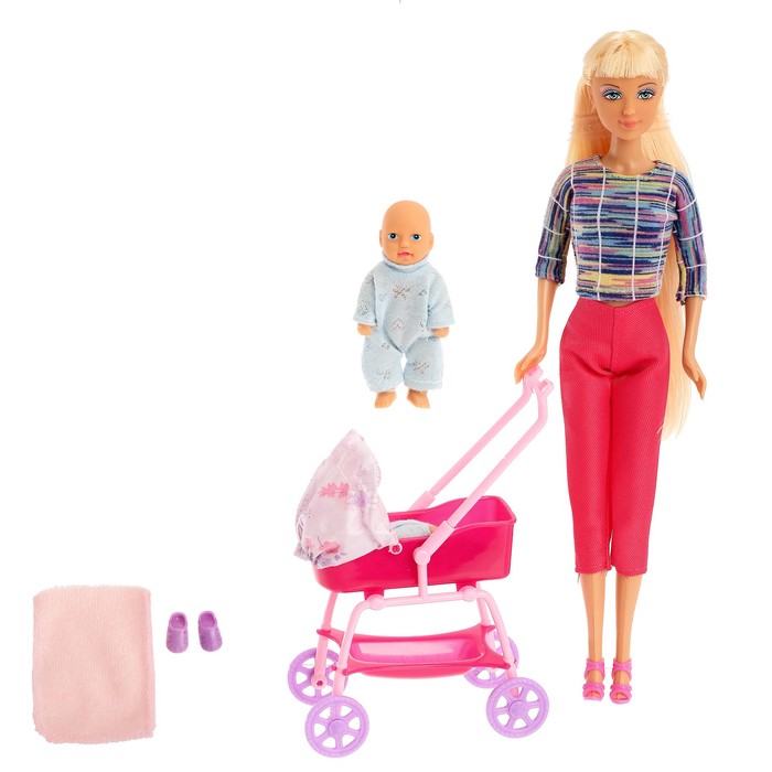 Кукла модель "Алина" с пупсом, с аксессуарами, МИКС