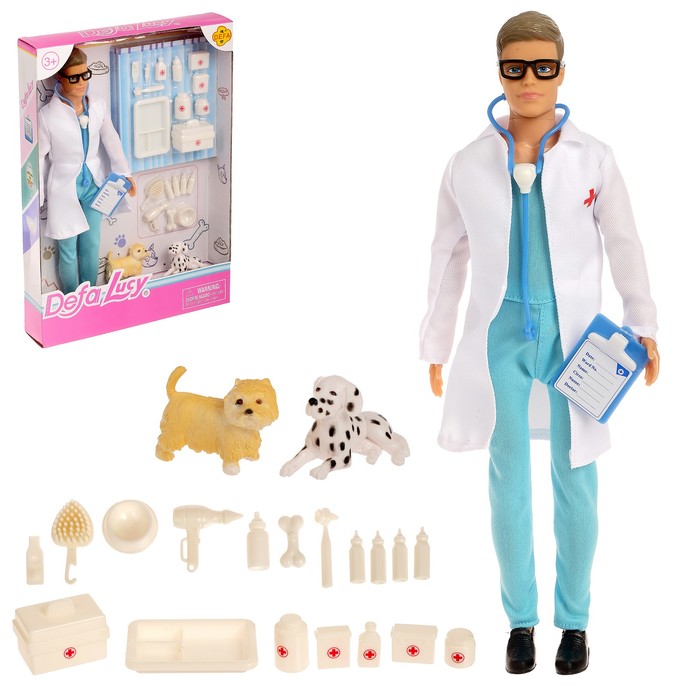Кукла модель "Ветеринар" с животными и аксессуарами