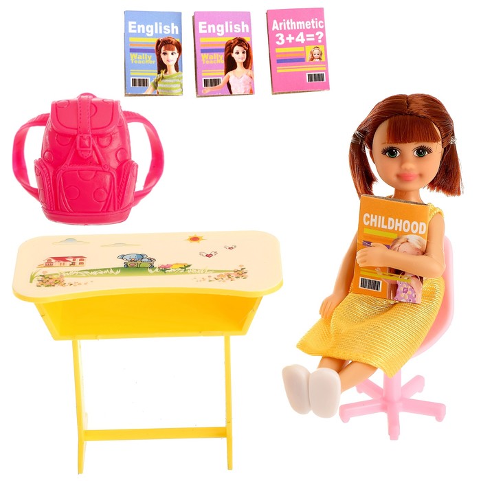 Кукла-малышка "Алина в школе" с аксессуарами, МИКС