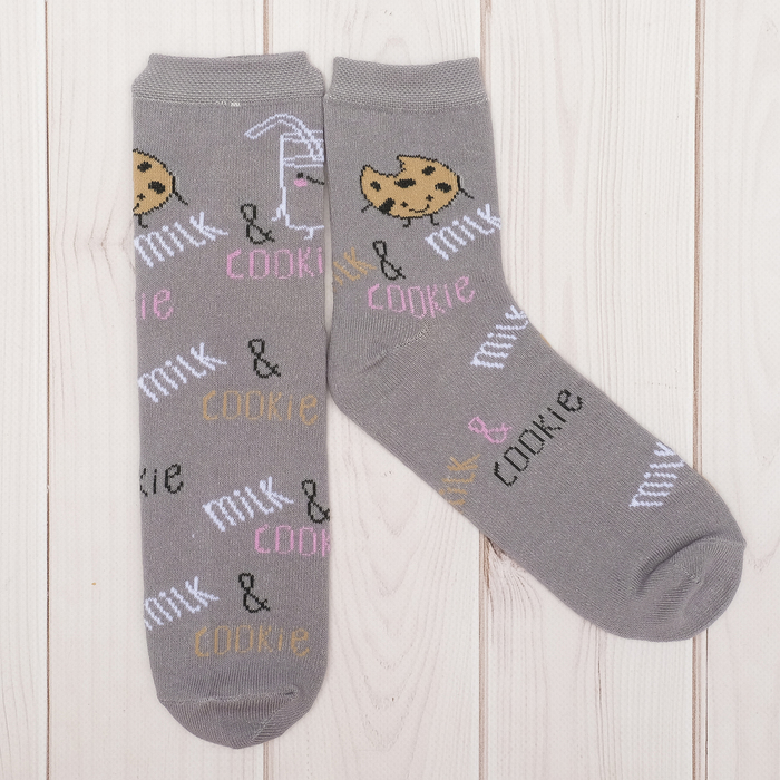 Носки женские Collorista "Печенье", сер. р-р 23-25, хл 80%, п/а 17%, эл 3%