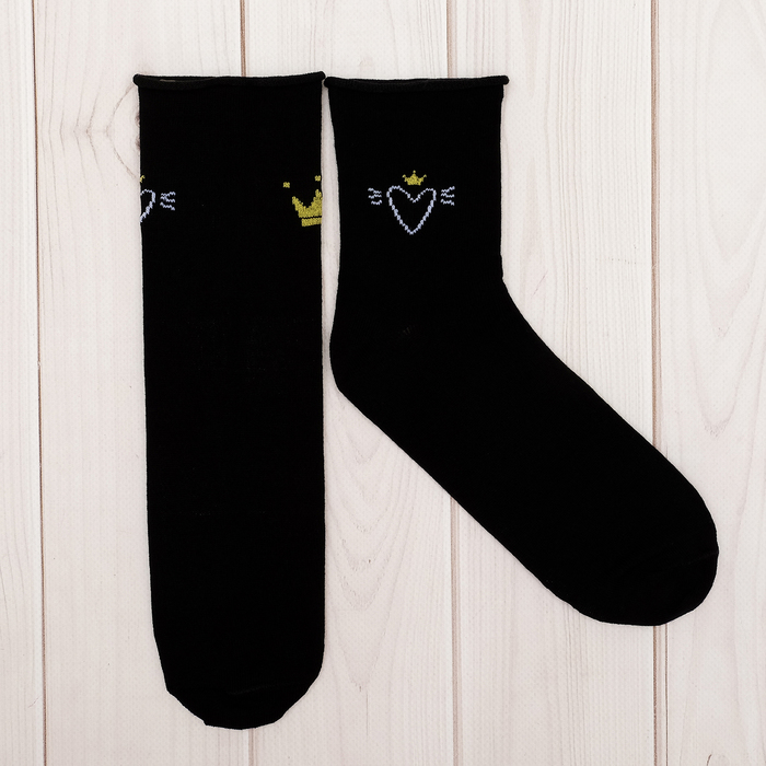 Носки женские Collorista "Короны", сердце, р-р 23-25, хл 80%, п/а 17%, эл 3%