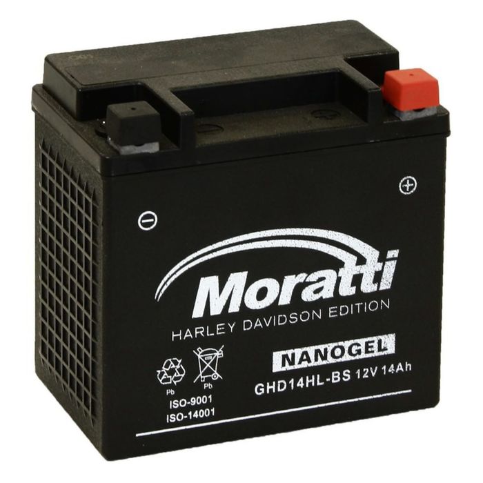 Аккумуляторная батарея Moratti 14 Ач Harley Nano Gel GHD14HL-BS, обратная полярность