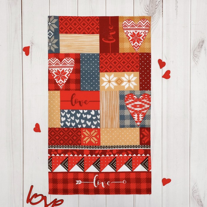 Полотенце "Доляна" Любовь 61*35 см, 100% хл, 160 г/м2, рогожка