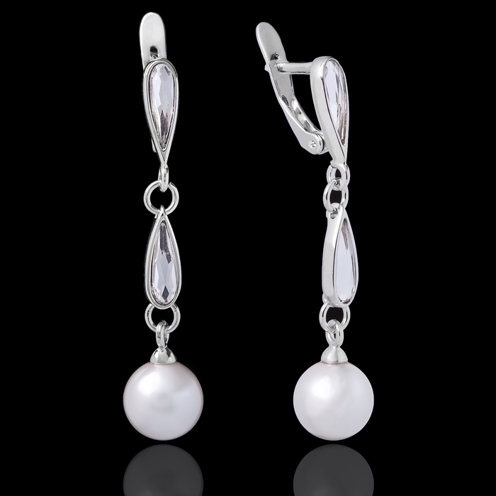 Серьги "Парсо", цвет белый в серебре