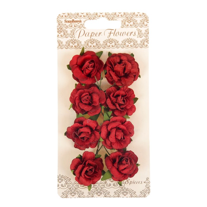 Цветы гвоздики из бумаги (набор 8 шт.) бордовые, d = 2 см