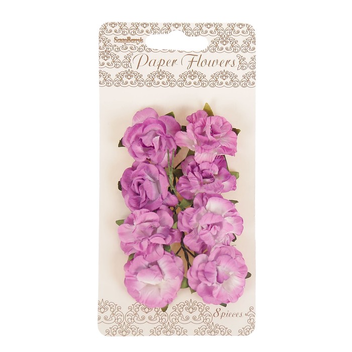 Цветы гвоздики из бумаги (набор 8 шт) сиреневые