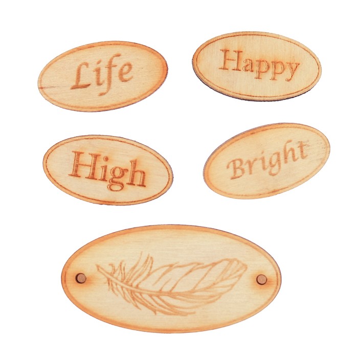 Деревянные фишки с гравировкой №1 "Райские птицы" набор 5 шт (SCB62000121)