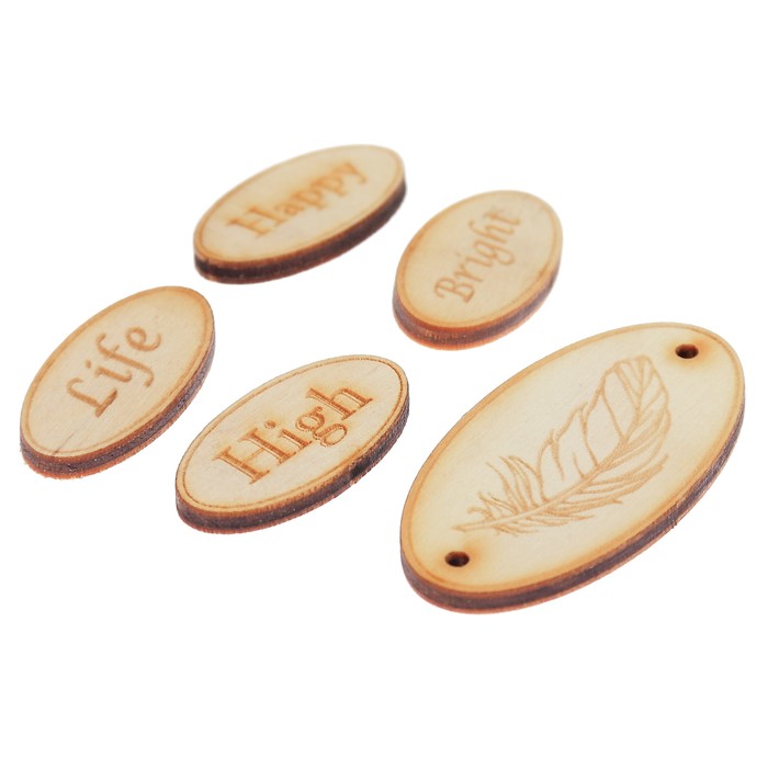 Деревянные фишки с гравировкой №1 "Райские птицы" набор 5 шт (SCB62000121)