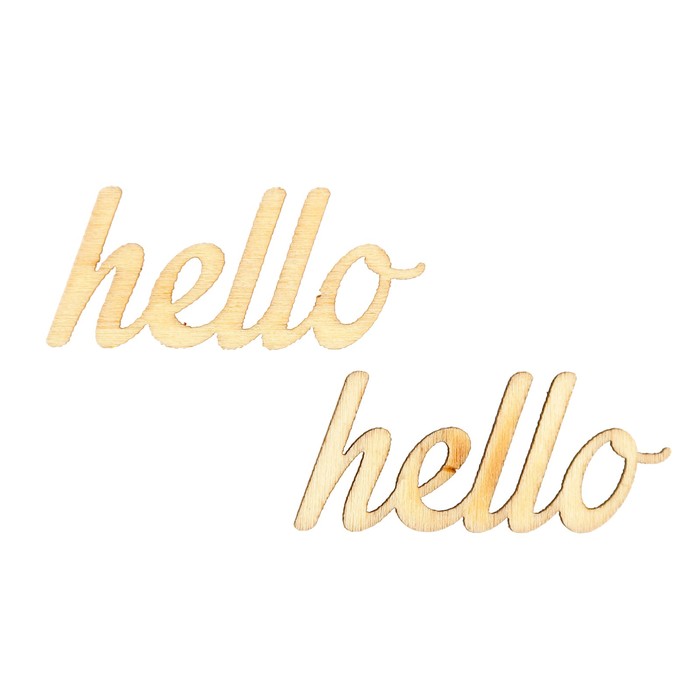 Вырубка для скрапбукинга из дерева "Hello" набор 2шт, 3,5х1,5см