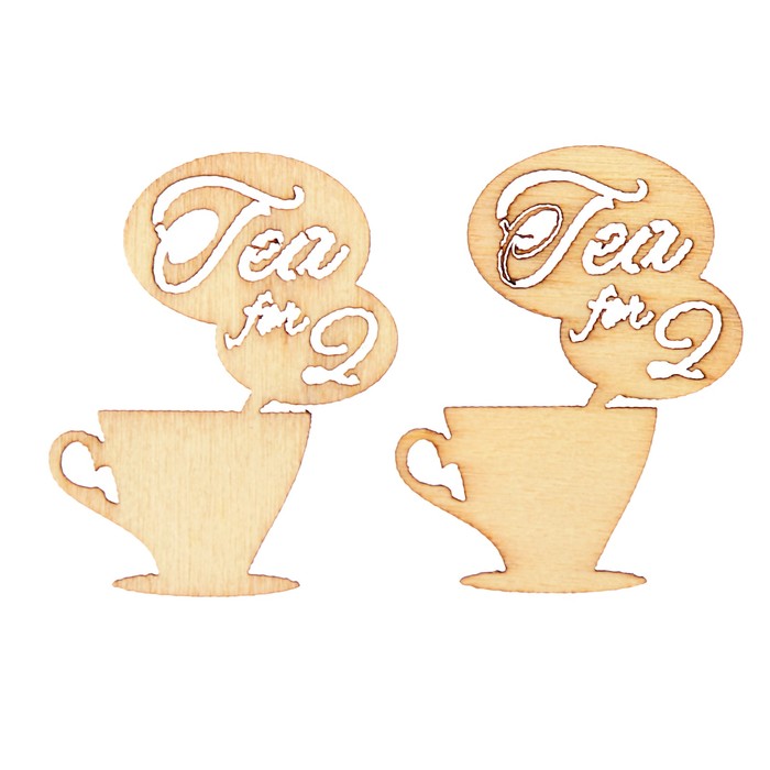 Вырубка для скрапбукинга из дерева "Tea for 2" набор 2шт, 3,4х1,7см