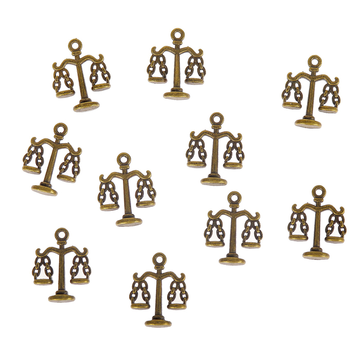 Набор металлических подвесок "Весы" 10 шт, медь,  16х24 мм
