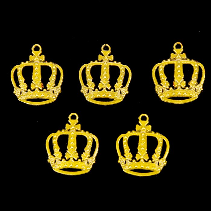 Набор металлических подвесок "Корона большая" МИКС (золото/бронза) 5 шт,  28х34 мм
