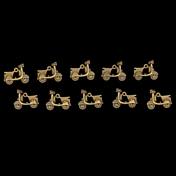 Набор металлических подвесок "Мопед" 10 шт, медь,  17х18 мм