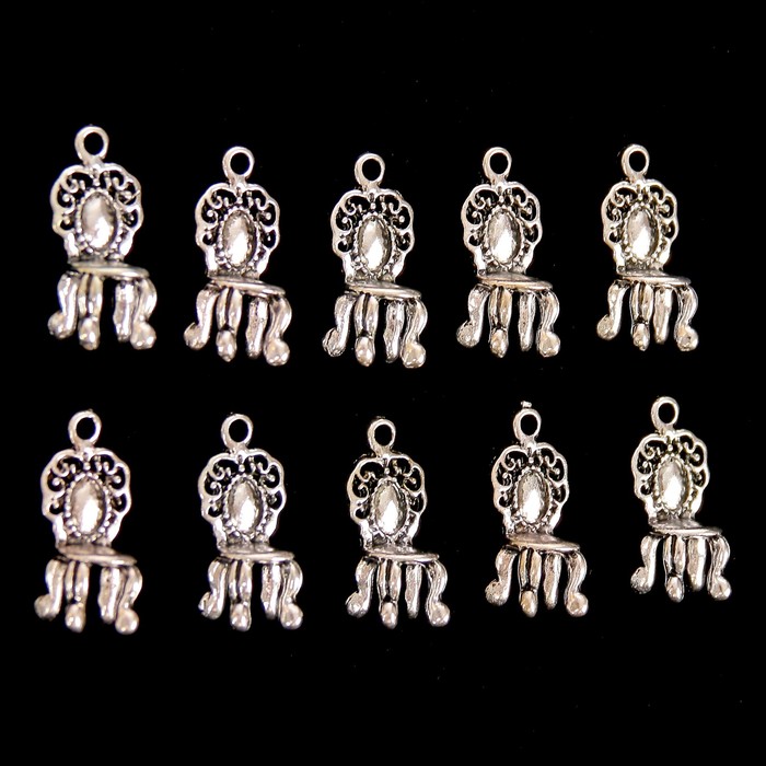 Набор металлических подвесок "Стульчик барокко" 10 шт, 10х27 мм