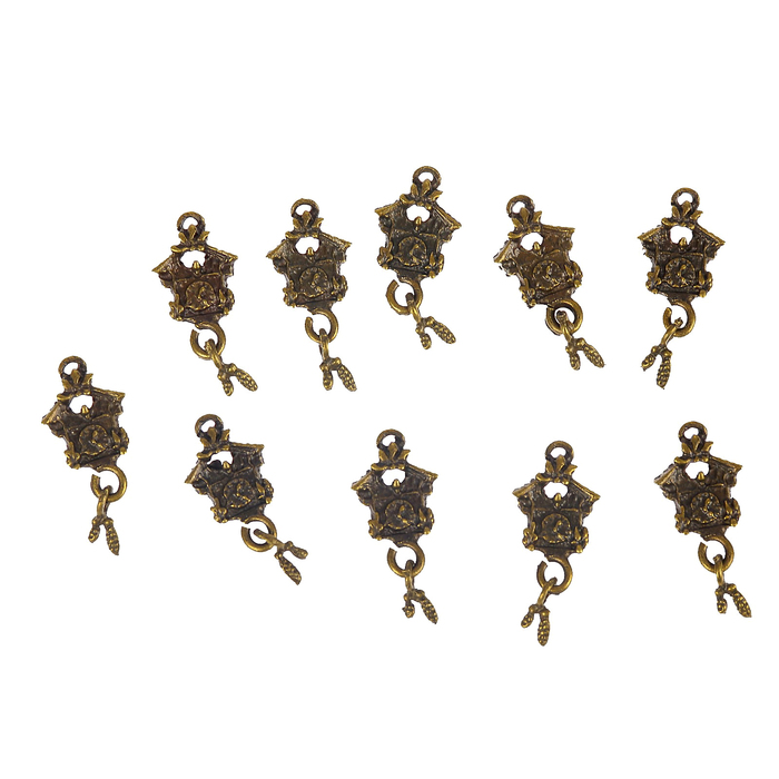 Набор металлических подвесок "Часы с кукушкой" 10 шт,  20х13 мм