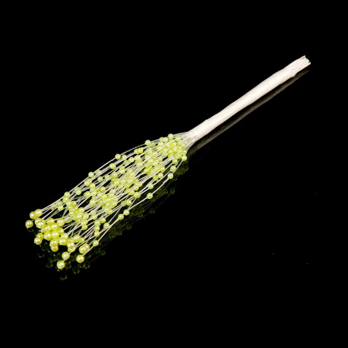 Букетик "Побеги с жемчужинками" зеленые, набор 36 веточек, 6 бусинок