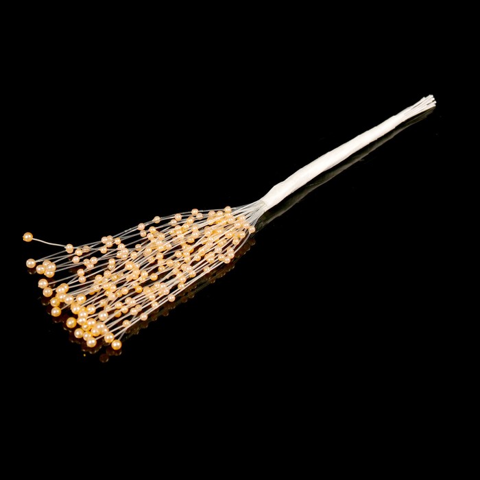 Букетик "Побеги с жемчужинками" персиковые, набор 36 веточек, 6 бусинок