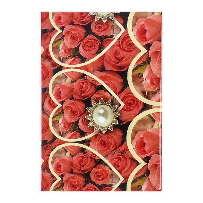 Блокнот А7, 70 листов на клею "Сердечко с жемчугом", твердая обложка, глянцевая ламинация