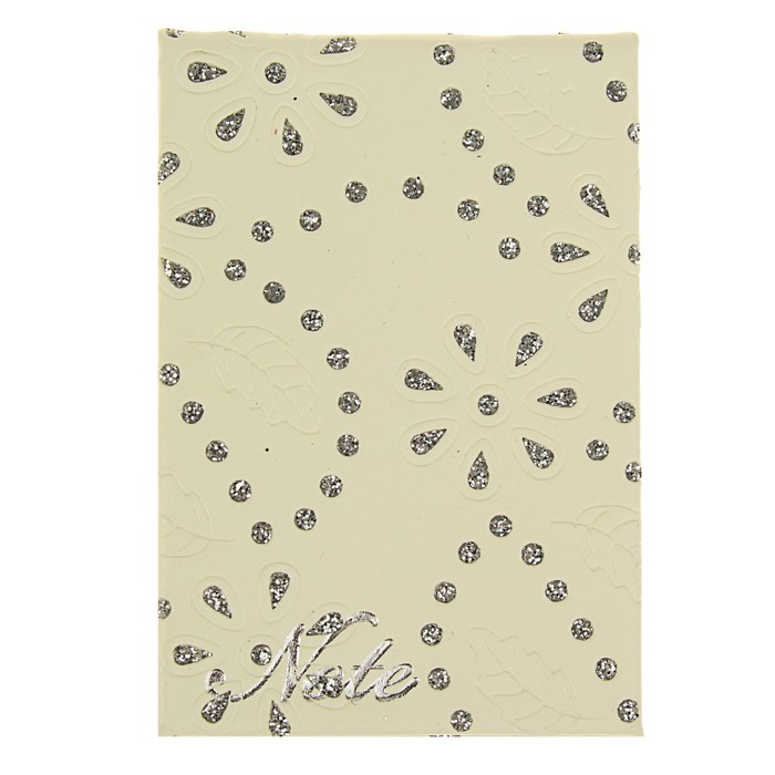 Блокнот А7, 70 листов на клею "Лепестки белые", твердая обложка, балакрон