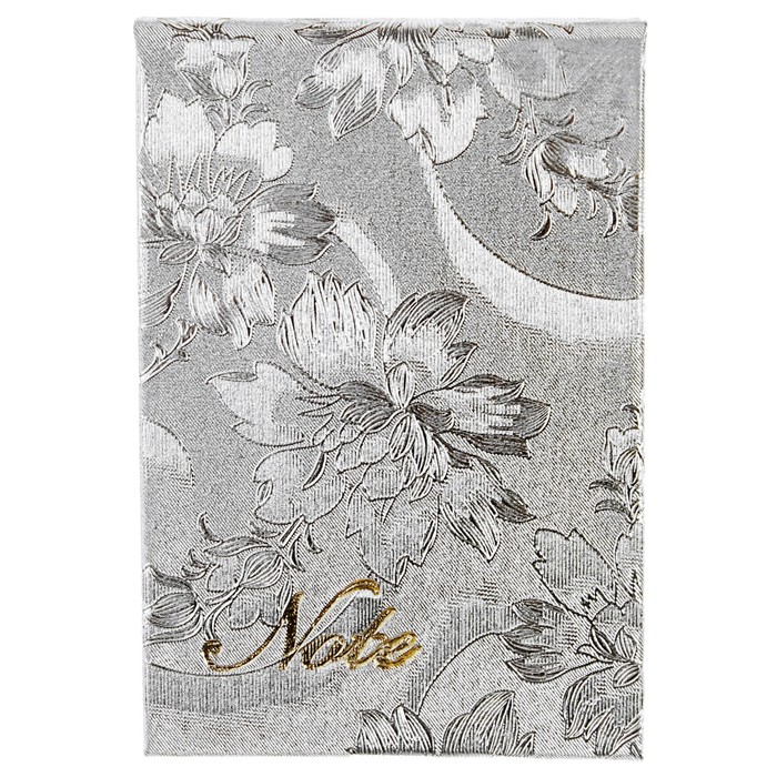 Блокнот А7, 70 листов на клею "Цветы. Серебро", твердая обложка, балакрон