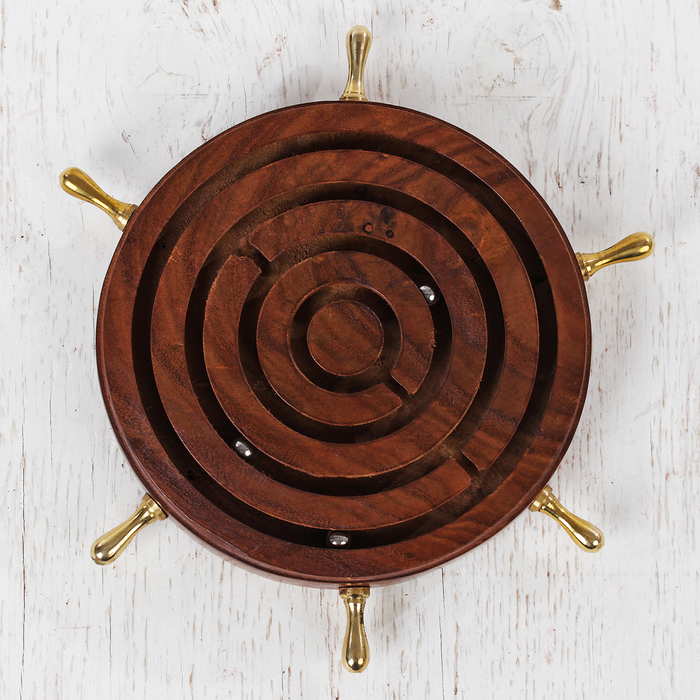 Головоломка "Штурвал" дерево 17х17х2,5 см