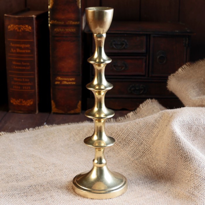 Подсвечник алюминий "Кольца" на 1 свечу 9х9х30 см