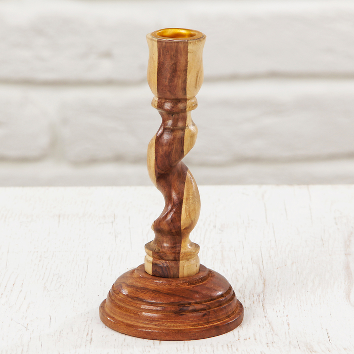 Подсвечник дерево "Зебра" 7,5х7,5х15,7 см