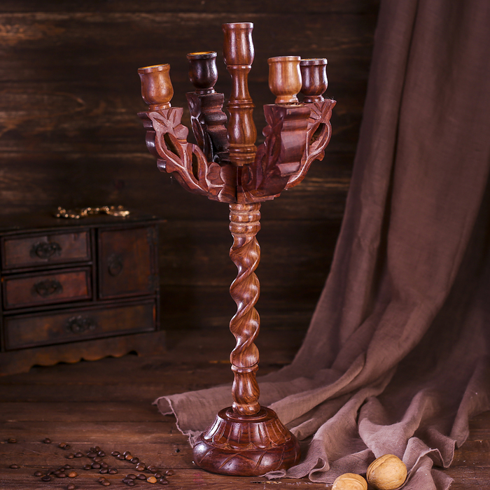 Подсвечник дерево "Пять рук" 43х20х20 см